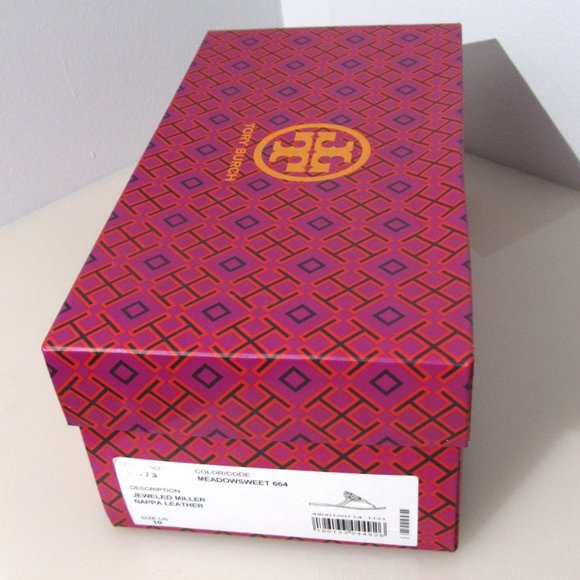 Tory Burch Miller Jeweled Leather Thong Sandals Meadowsweet Peachy Pink - Picture 3 of 14